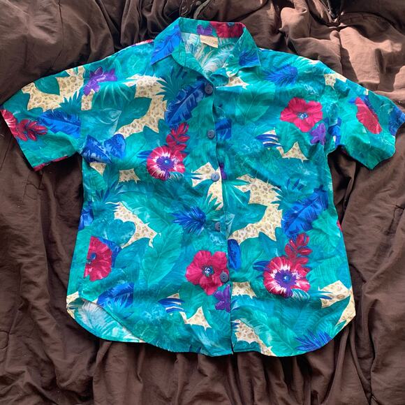 Vintage 1980s Denim Republic Hawaiian Shirt No Size Tag XL - Picture 4 of 6